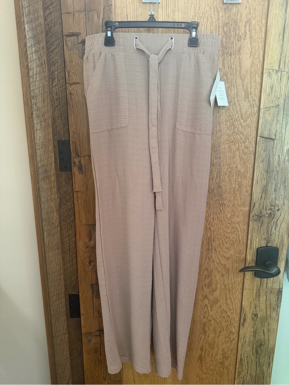 Relaxed Wide-Leg Drawstring Pants - Taupe